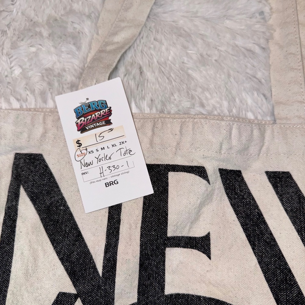 The New Yorker Tote Bag Women OS Cream Excellent Canvas Logo Book Bag - Picture 2 of 4